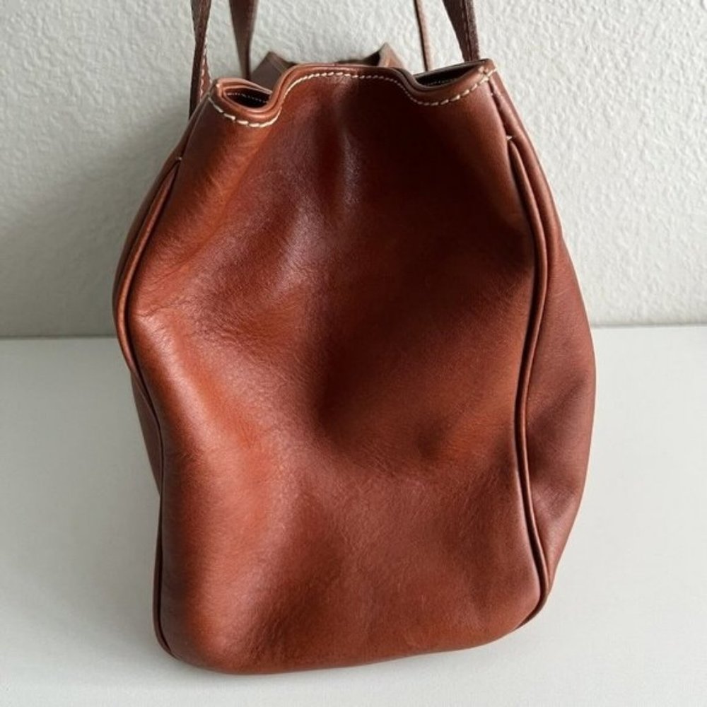 Vintage i Borsai Iborsai Chestnut Brown Leather Shoulder Bag Italy Long Straps - Picture 9 of 12